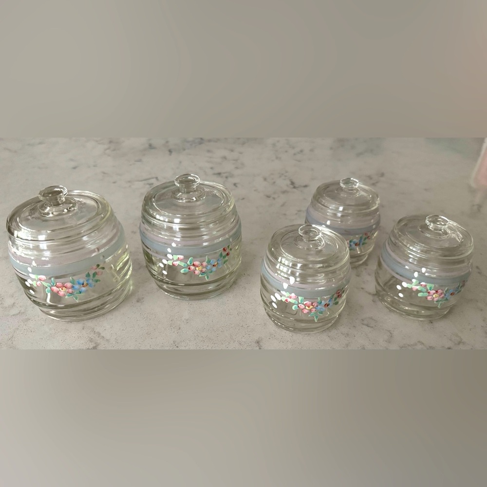 Kruger Glass Nursery / Vanity vintage Jar Set